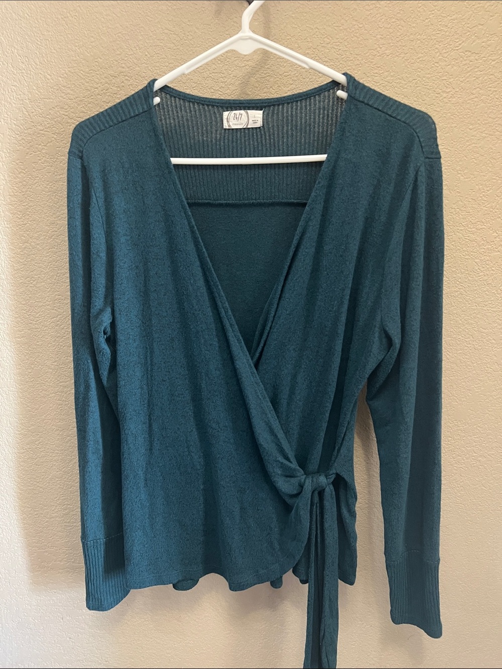 Maurices Teal Wrap Cardigan with Side Tie